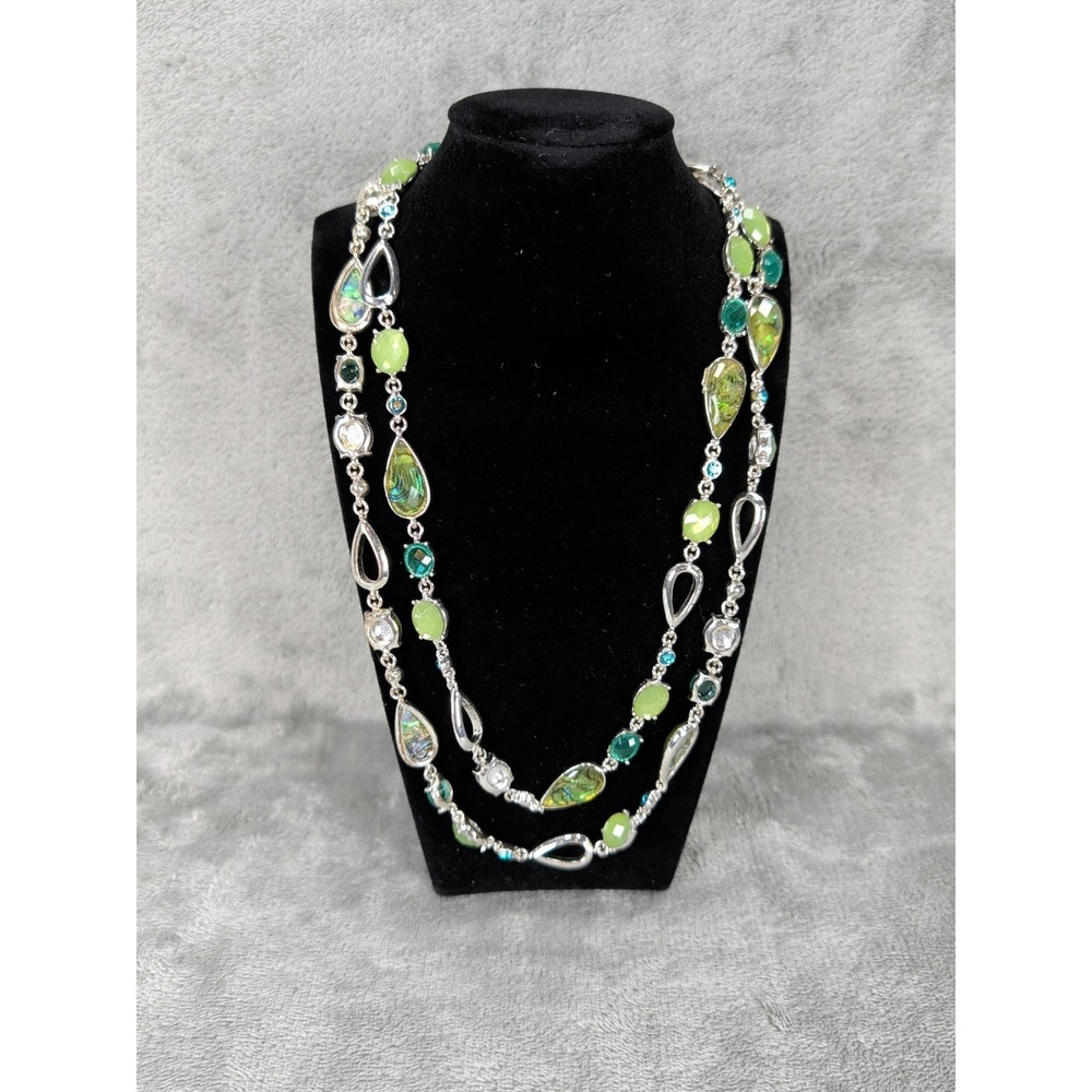 Anne Klein Station Necklace Light Green Approx. 40 Inches Long